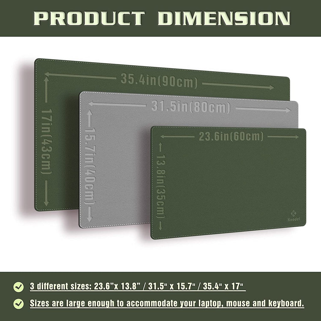 Large Sewing Leather Desk Mat, Desk Pad (Dark Green, 31.5"X15.7") | Mouse and Keyboard Pad, PVC Computer and Laptop Mat, Desktop Protector and Cover, Writing Pad and Blotter for Home Office