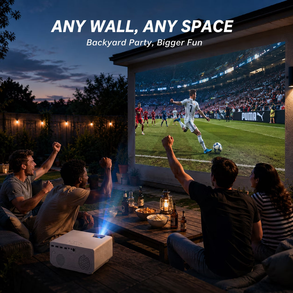 Native 1080P Mini Projector, Support 4K Projector with Wifi and Bluetooth, 300 ANSI Lumens Movie Projector Includes 100" Projector Screen, Home Theater Projector Compatible with PC & Phones