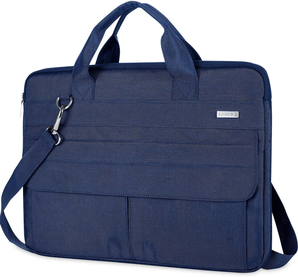 15.6 Inch Laptop Bag with Shoulder Strap, Water-Resistant, Blue | Slim Waterproof Computer Sleeve for Macbook Pro 15/16, Macbook Air 15 and 15-16 Inch HP, Acer, Dell, Lenovo and ASUS Laptops