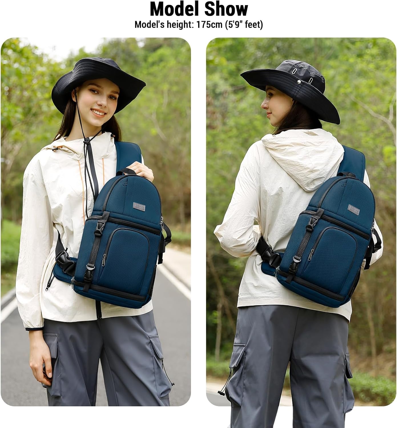 Camera Sling Bag, Photography Shoulder Bag Compact Camera Backpack | Dslr/Slr/Mirrorless Camera, Quick Access, Tripod Holder, Custom Dividers, Compatible with Canon/Nikon/Sony/Fuji,Deep Teal