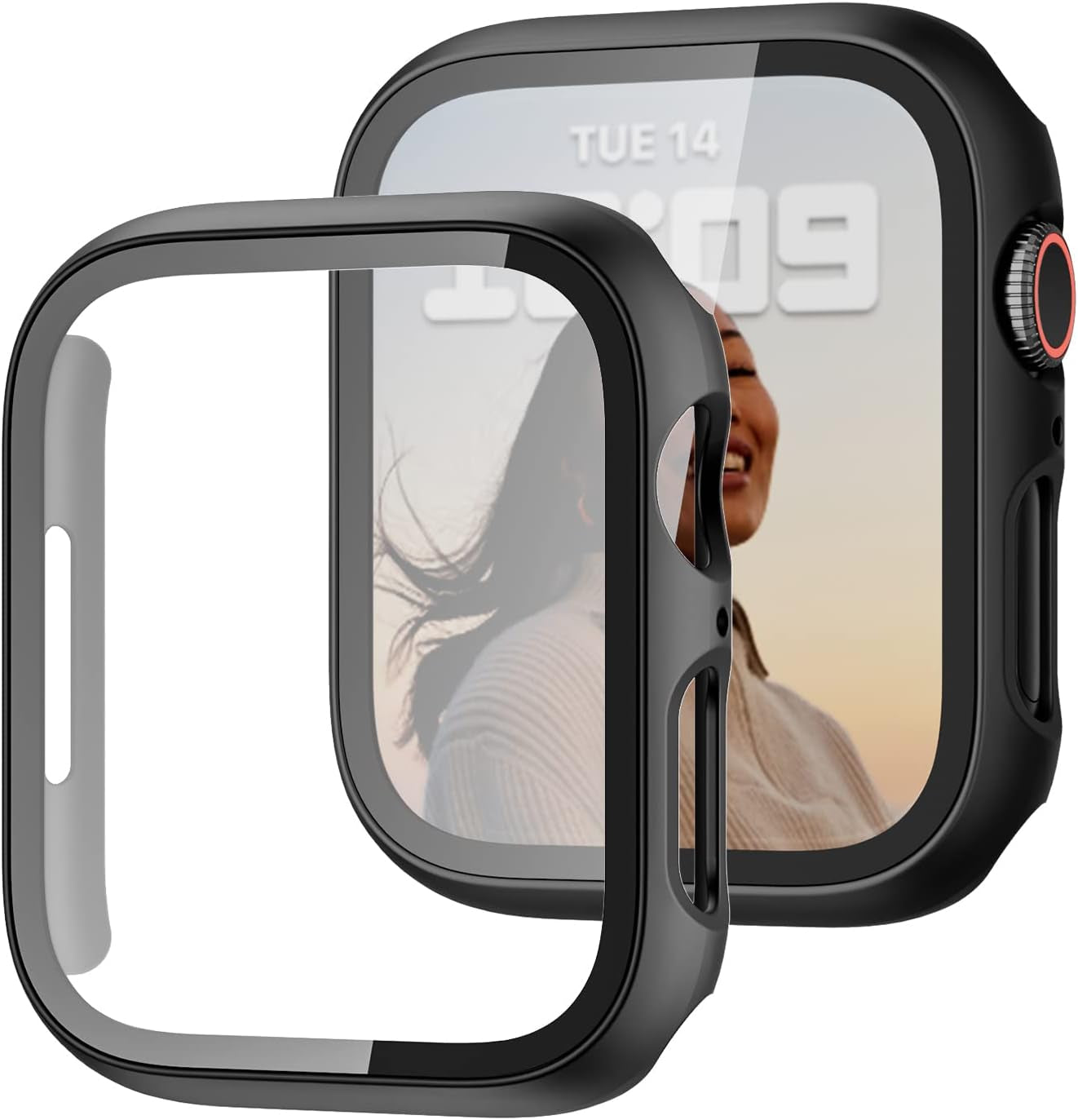Case with Screen Protector for Apple Watch Series 3/2/1 38Mm,Black | 2 Pack,For Apple Watch 38Mm Cover with Tempered Glass,Hd,Slim Guard Bumper,Hard PC Protective Case for Iwatch 3/2/1 38Mm