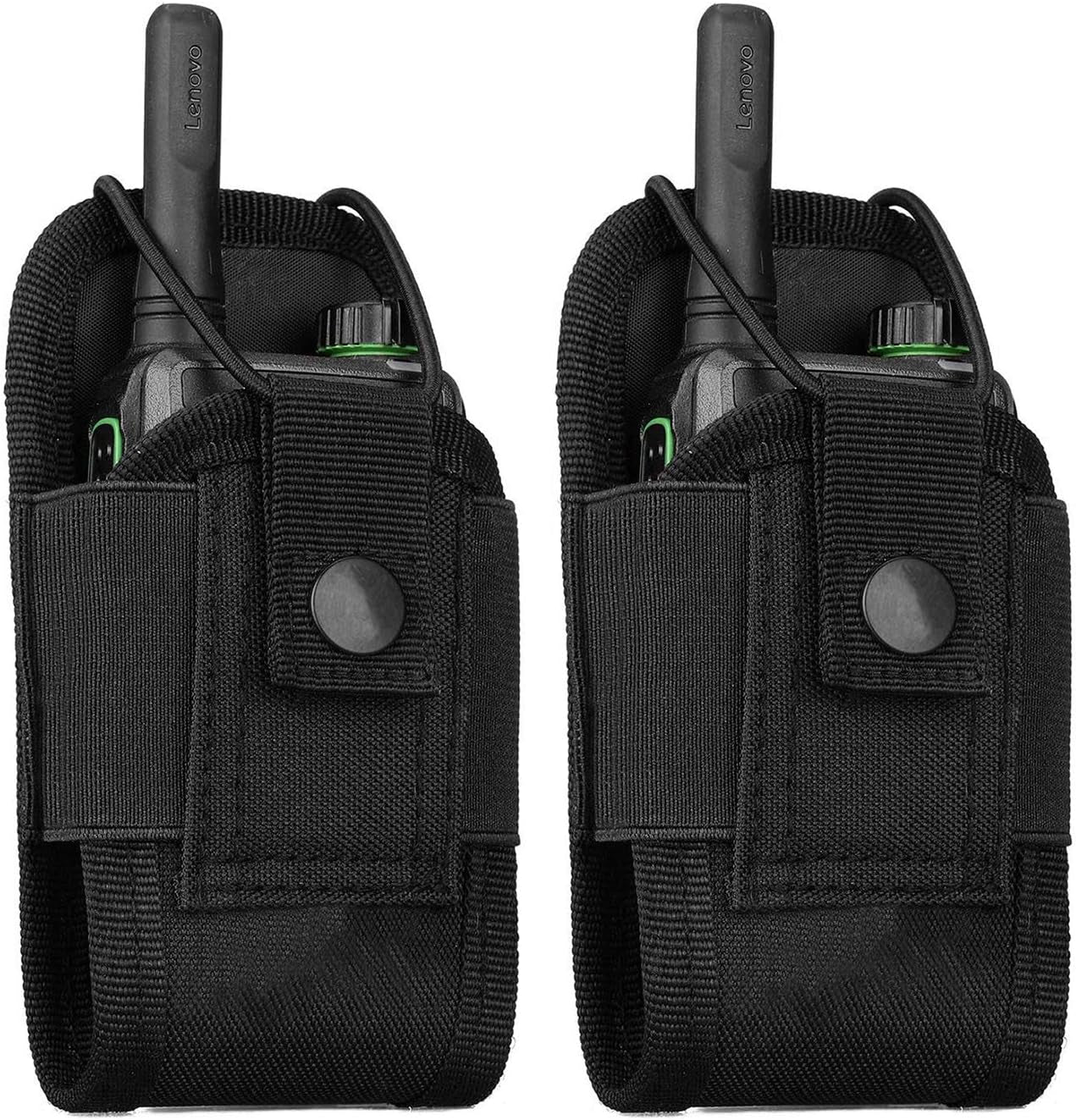 Molle Radio Holder Walkie Talkie Pouch Case for Duty Belt Radio Holster Tactical Hunting Intercom Bag (Black-2 PACK)