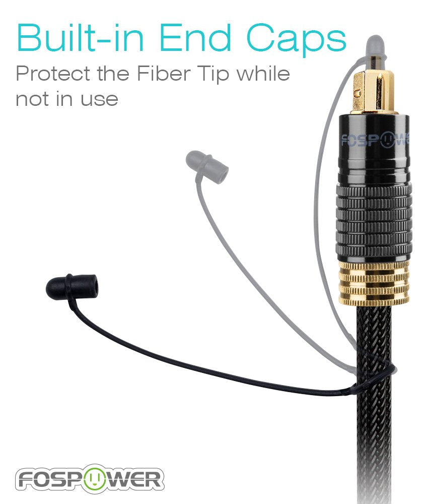 24K Gold Plated Toslink Digital Fiber Optical Audio Cable, 3 FT | Digital S/PDIF Optical Toslink Cable with 24K Gold-Plated Connectors, Braided Nylon Jacket & Zero RFI/EMI Interference.