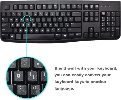 2PCS Universal English Keyboard Stickers, Matte Replacement English Keyboard Stickers with White Font on Black Background for Laptops and Desktops, Keyboard Alphabet Stickers | Replacement English Keyboard Stickers with White Font on Black Background
