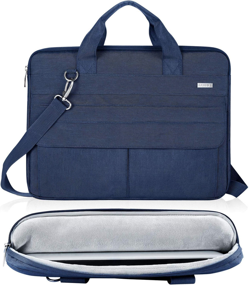 15.6 Inch Laptop Bag with Shoulder Strap, Water-Resistant, Blue | Slim Waterproof Computer Sleeve for Macbook Pro 15/16, Macbook Air 15 and 15-16 Inch HP, Acer, Dell, Lenovo and ASUS Laptops