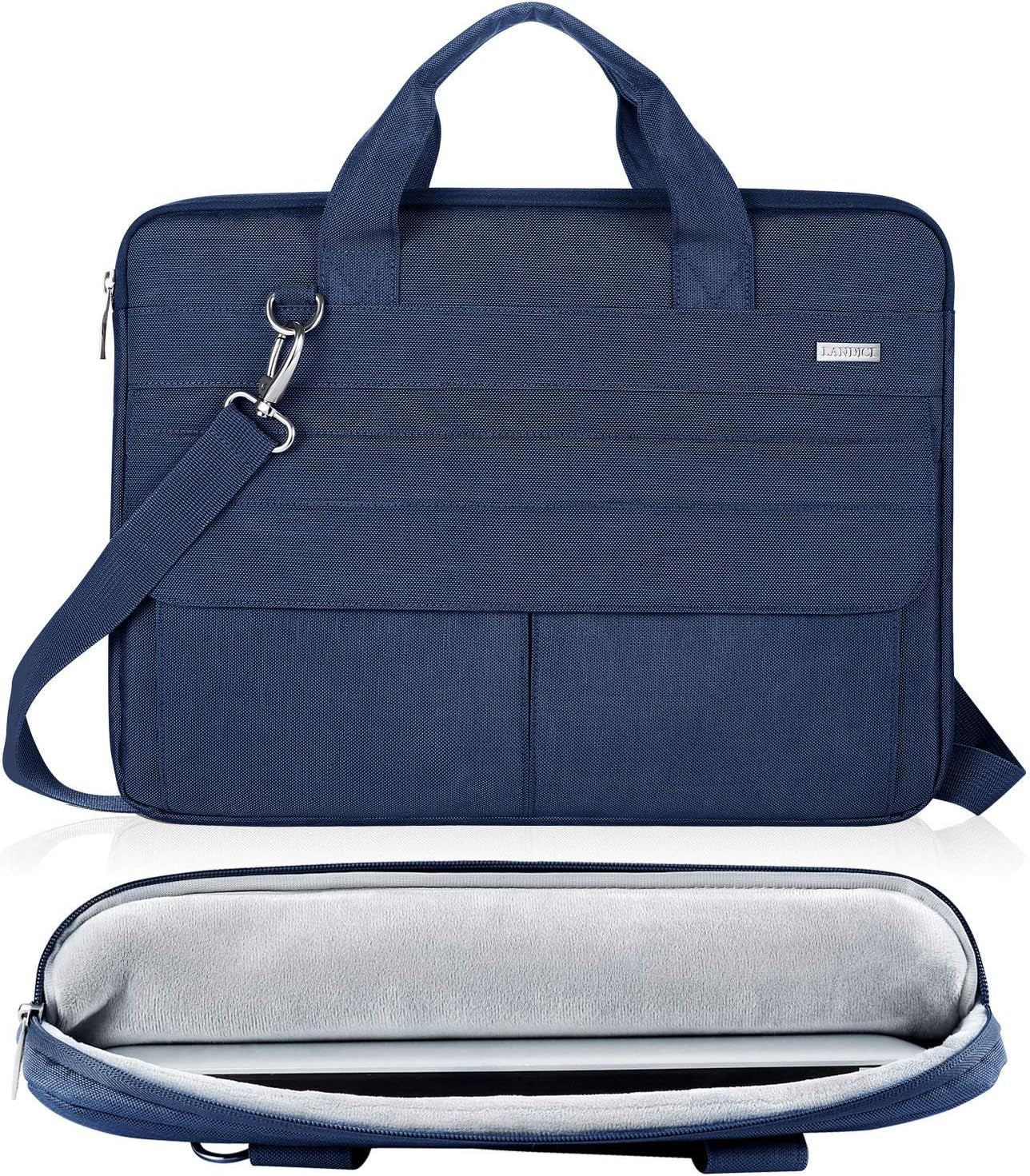 15.6 Inch Laptop Bag with Shoulder Strap, Water-Resistant, Blue | Slim Waterproof Computer Sleeve for Macbook Pro 15/16, Macbook Air 15 and 15-16 Inch HP, Acer, Dell, Lenovo and ASUS Laptops