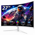 27 Inch Curved Monitor 100Hz, PC White Computer Gaming Monitor FHD 1080P, 1800R, Frameless, Built-In Speakers