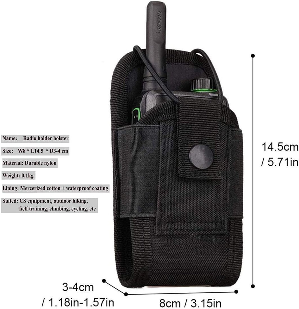 Molle Radio Holder Walkie Talkie Pouch Case for Duty Belt Radio Holster Tactical Hunting Intercom Bag (Black-2 PACK)