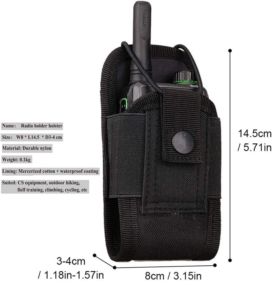Molle Radio Holder Walkie Talkie Pouch Case for Duty Belt Radio Holster Tactical Hunting Intercom Bag (Black-2 PACK)