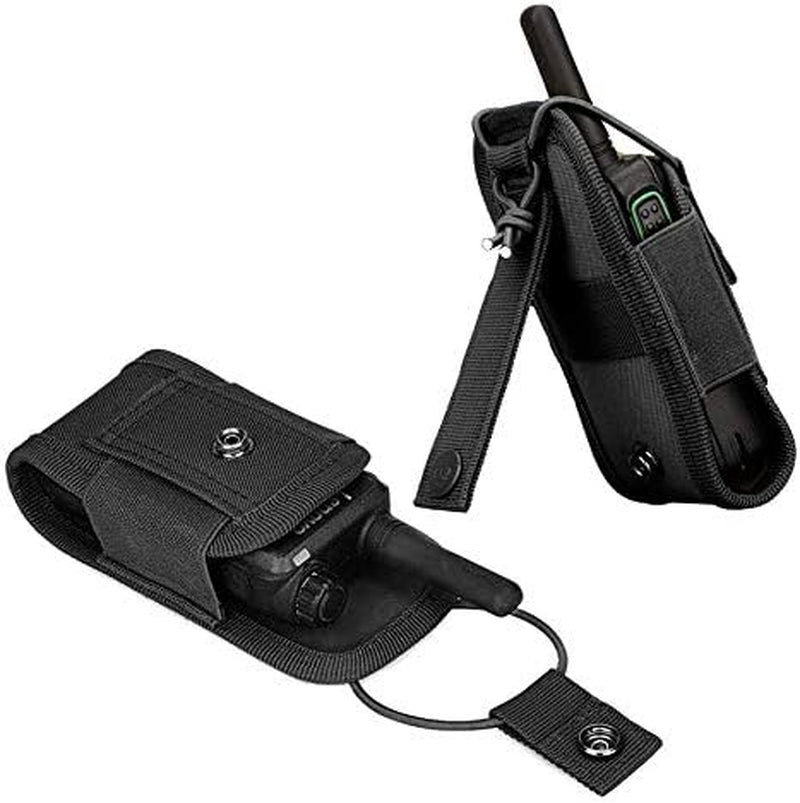 Molle Radio Holder Walkie Talkie Pouch Case for Duty Belt Radio Holster Tactical Hunting Intercom Bag (Black-2 PACK)